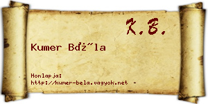 Kumer Béla névjegykártya